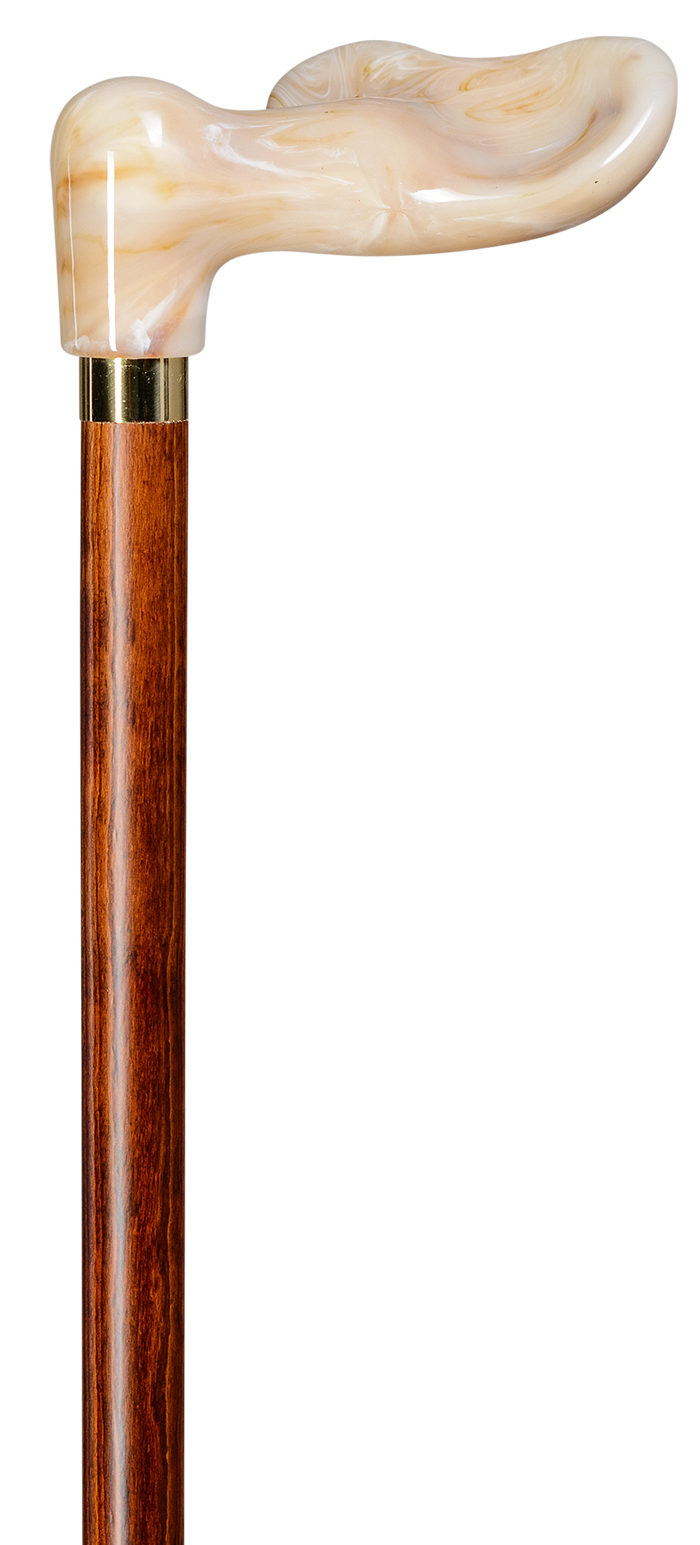 Ergonomische Houten Wandelstok Gemarmerd